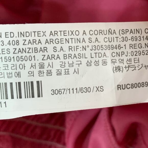 Zara XS NEW Sink Elastic Smocked Fabric Mini Dress Puff Sleeves Flounced Hem - Picture 9 of 10